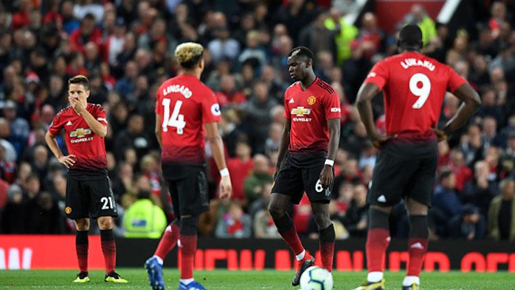 Para pemain Man United tampak sedih. Copyright: INDOSPORT