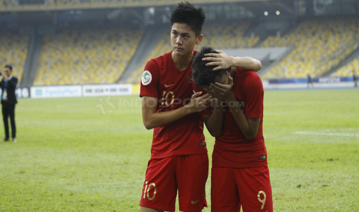 Pemain Timnas Indonesia U-19, Rendy Juliansyah ngambek melihat Timnas Pelajar Indonesia U-18 kalah dari Malaysia di Asian Schools Football Championship (ASFC) U-18 2019, Jumat (22/11/19).