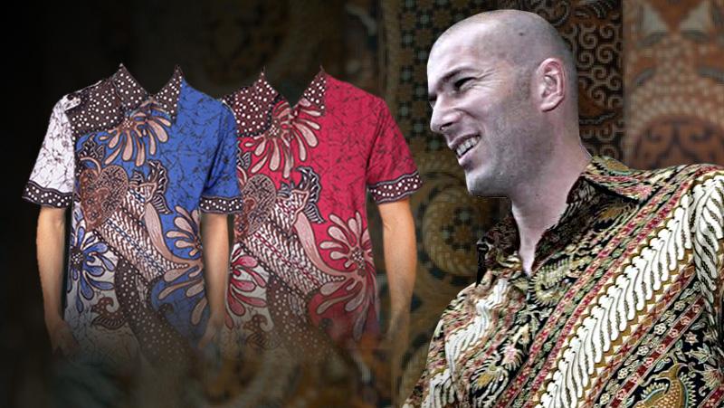 Zinedine Zidane juga mengenakan busana batik. - INDOSPORT