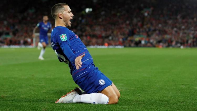 Selebrasi Gol oleh Eden Hazard Copyright: The Sun