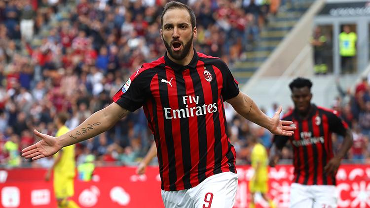 Higuain berselebrasi usai mencetak gol. Copyright: INDOSPORT