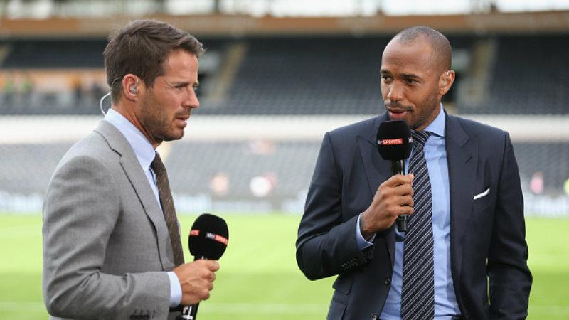 Jamie Redknapp (kiri) dan Thierry Henry saat menjadi pandit di Sky Sports. Copyright: INDOSPORT