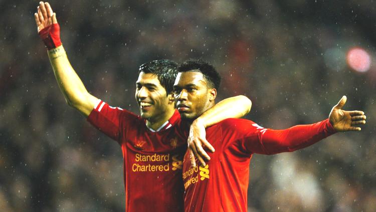 Luis Suarez dan Daniel Sturridge saat keduanya membela Liverpool. Copyright: Getty Images