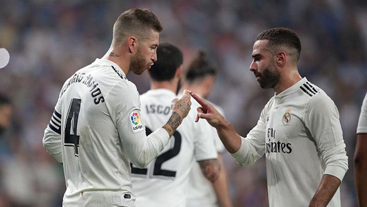 Sergio Ramos (kiri) dan Dani Carvajal, dua bek Real Madrid.