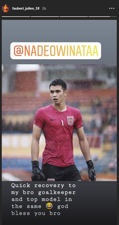 Mantan pemain Real Madrid soroti cedera yang dialami kiper Borneo FC, Nadeo Argawinata. Copyright: Instagram@faubert_julien_18