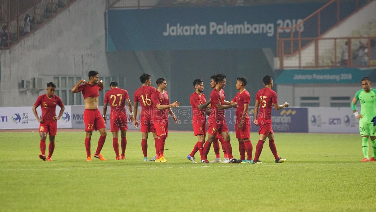 Selebrasi pemain Timnas Indonesia.