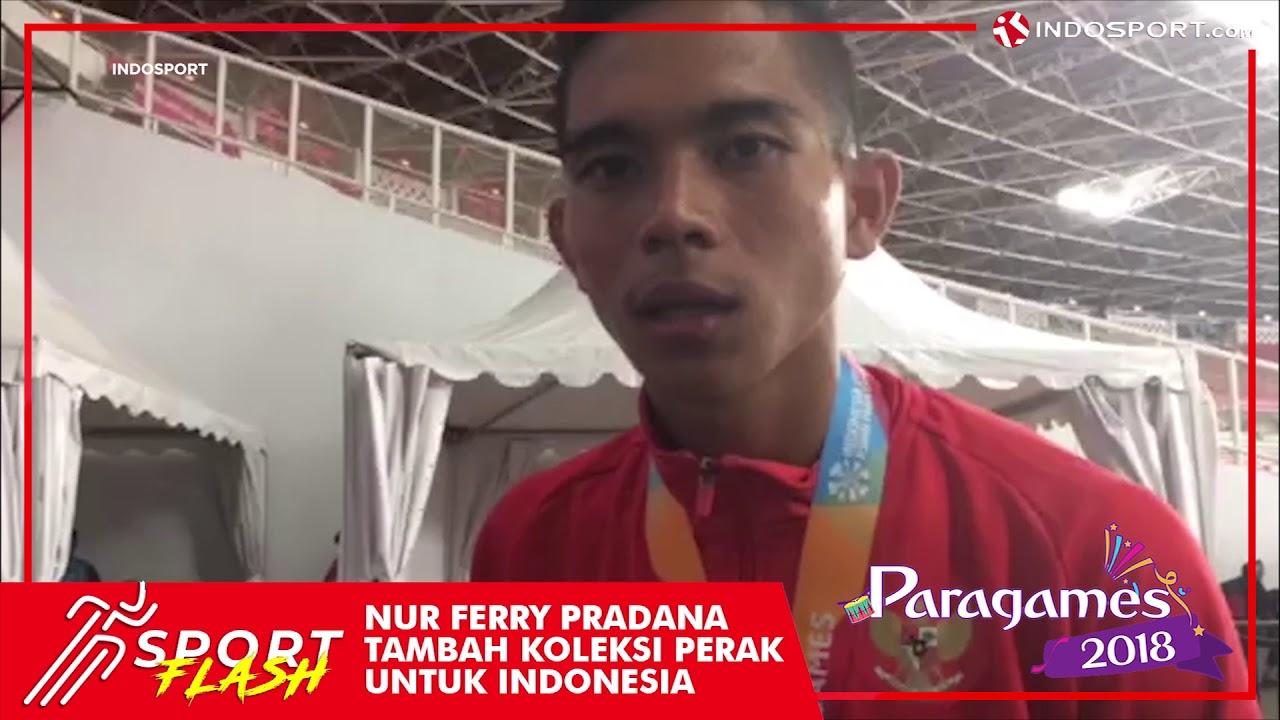 Nur Ferry Pradana dari cabang lari 100 meter putra T45/46/47 raih perak Asian Para Games 2018. - INDOSPORT