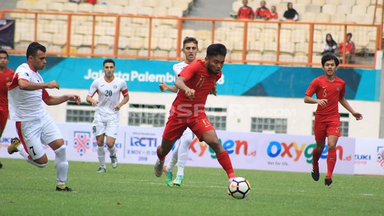 Aksi gelandang serang Timnas Indonesia U-19, Saddil Ramdani.