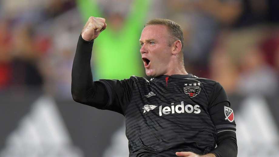 Selebrasi Wayne Rooney kala cetak gol untuk DC United