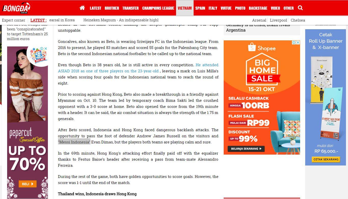 Evan Dimas Darmono disebut Lionel Messi dari Indonesia oleh Bongda. Copyright: Bongda