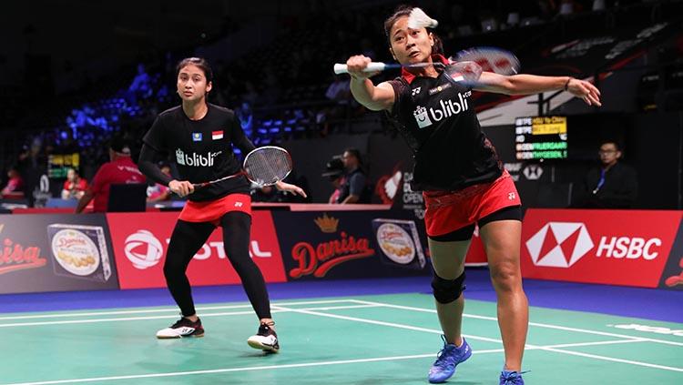 Rizki Amelia Pradipta/Ni Ketut Mahadewi Istarani di ajang Denmark Open 2018.