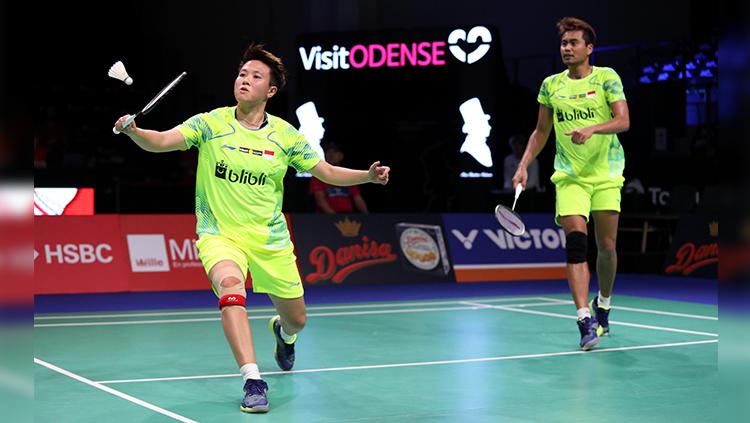 Tontowi Ahmad/Liliyana Natsir saat tampil pada Danisa Denmark Open 2018.