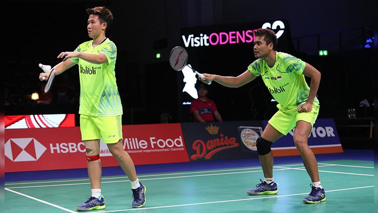 Tontowi Ahmad/Liliyana Natsir saat tampil pada Danisa Denmark Open 2018.