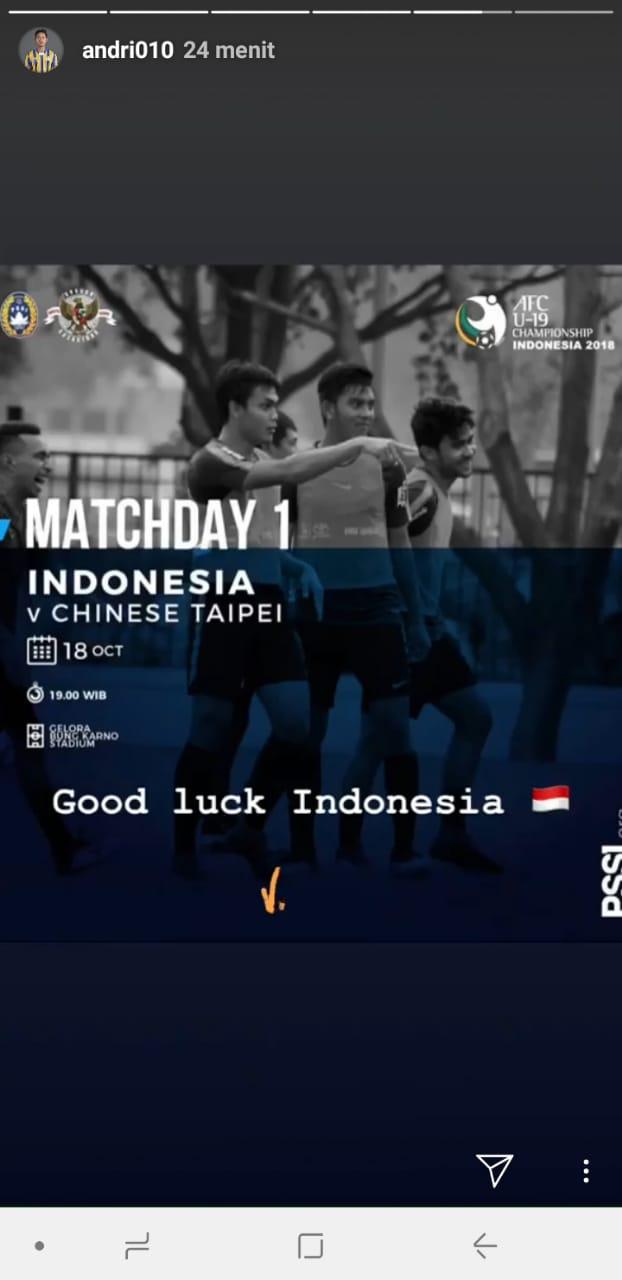 Andri Syahputra doakan yang terbaik untuk Timnas Indonesia. Copyright: Instastory Andri Syahputra