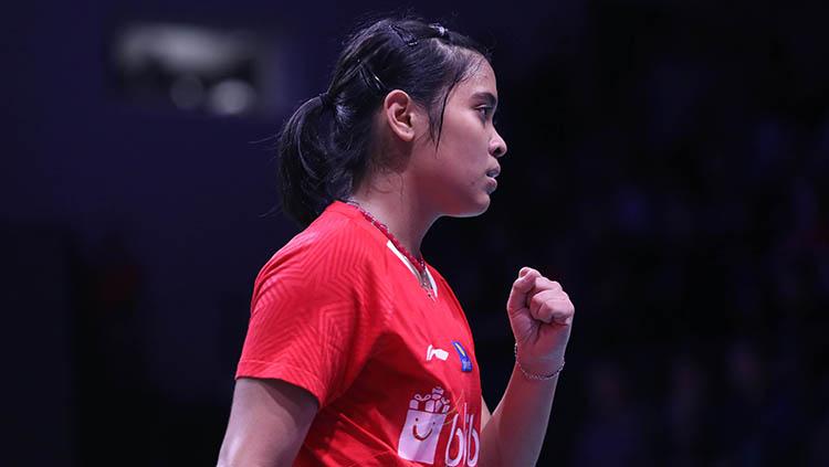 Gregoria Mariska Tunjung di ajang Denmark Open 2018.