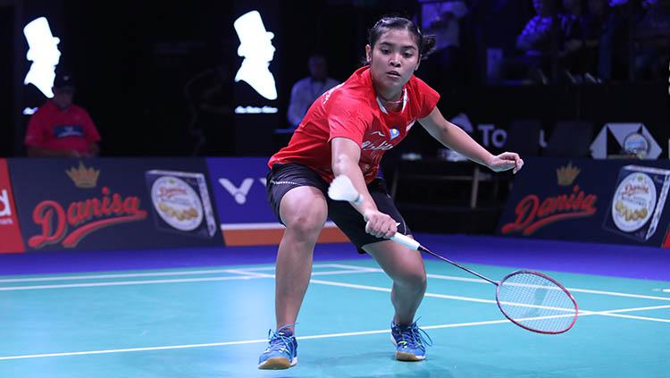 Gregoria Mariska Tunjung di ajang Denmark Open 2018.