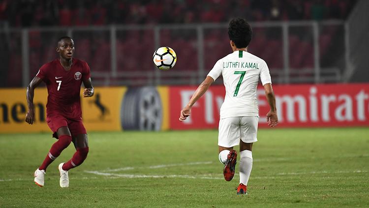 Muhammad Luthfi Kamal pencetak satu gol saat melawan Qatar U-19.