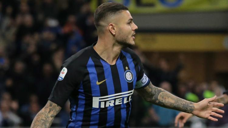 Mauro Icardi berhasil cetak gol tunggal untuk kemenangan di laga Inter Milan vs AC Milan. Copyright: INDOSPORT