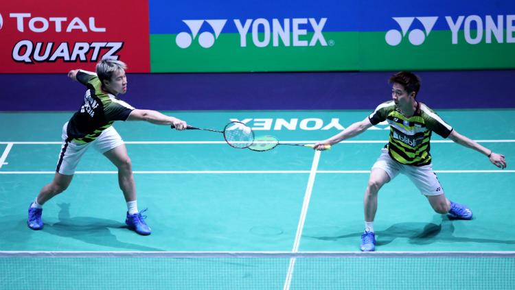 Kevin Sanjaya/Marcus Gideon di French Open 2018. Copyright: Humas PBSI