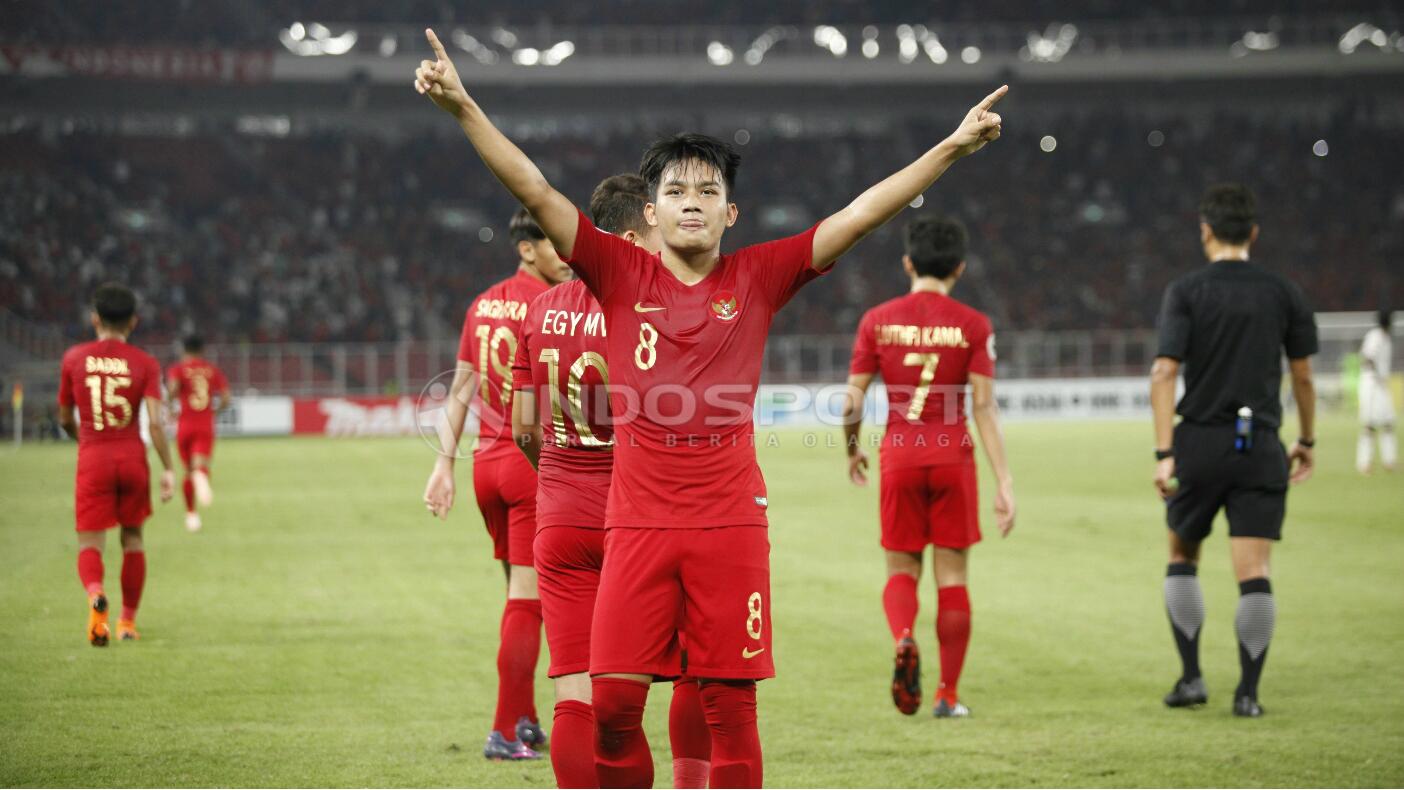 Witan Sulaiman selebrasi di laga Timnas Indonesia U-19 vs UEA U-19.