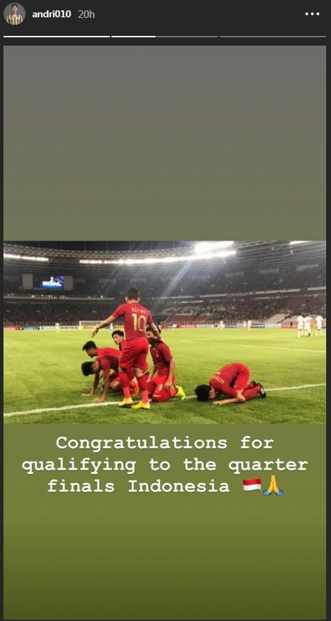 Dukungan Andri Syahputra Kepada Timnas Indonesia U-19 Copyright: Instagram