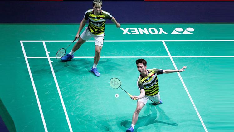 Kevin Sanjaya/Marcus Gideon saat tampil di French Open 2018.