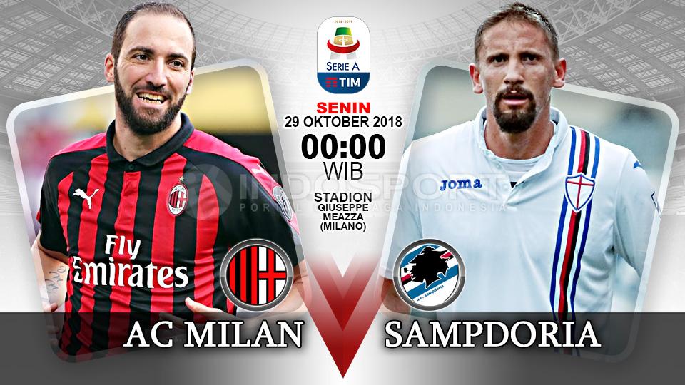 Pertandingan AC Milan vs Sampdoria di Liga Italia, Senin (29/10/18) ini hari. - INDOSPORT