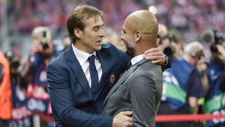 Julen Lopetegui (kiri) eks pelatih Real Madrid yang kini tukangi Sevilla menolak tawaran jadi pelatih Tottenham Hotspur pada bursa transfer kali ini.