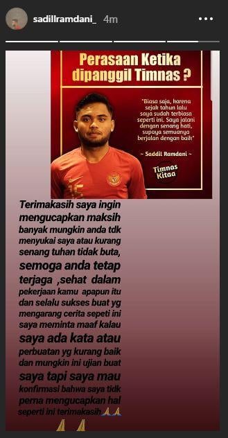 Saddil Ramdani membantah pernyataannya di media. Copyright: Instagram/Saddil Ramdani