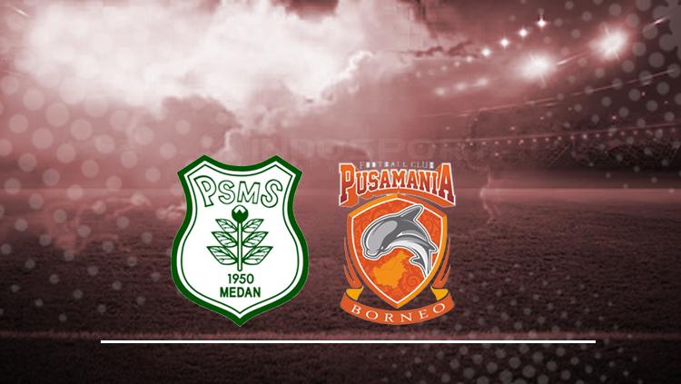 Indosport - Logo PSMS Medan vs Bornoe FC