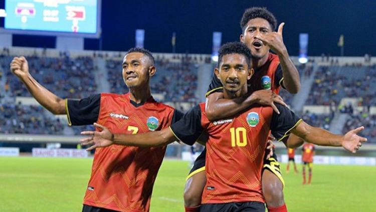 Aksi selebrasi pemain Timnas Timor Leste Copyright: Istimewa
