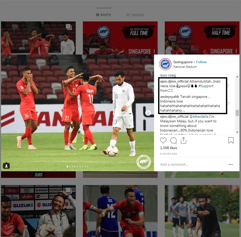 Komentar Netizen Singapura atas kekalahan Indonesia Copyright: Instagram