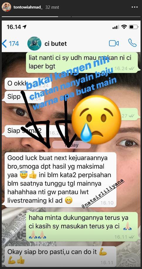Chat Tontowi Ahmad dengan Liliyana Natsir.` Copyright: Instagram/Tontowi Ahmad