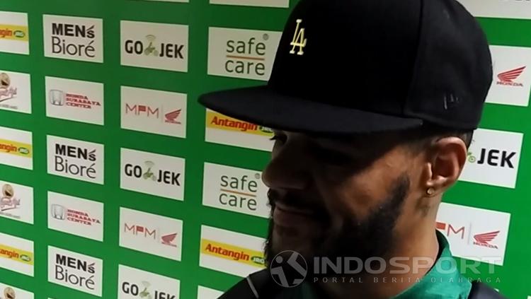 Striker Persebaya,David Da Silva saat ditemui di Mixed Zone.