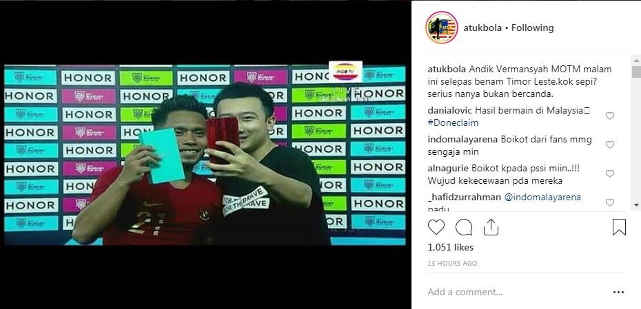 Andik Vermansah diklaim milik Malaysia. Copyright: Instagram/atukbola