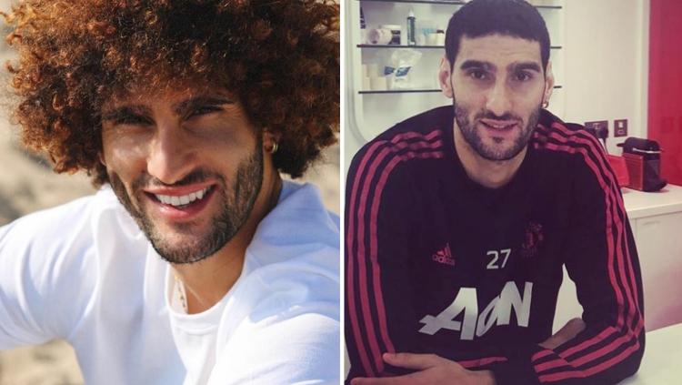 Marouane Fellaini tampil dengan gaya rambut baru. Copyright: Instagram @fellaini