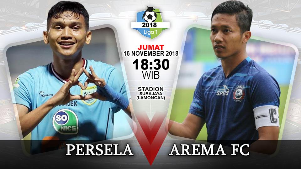 Pertandingan Persela Lamongan vs Arema FC.