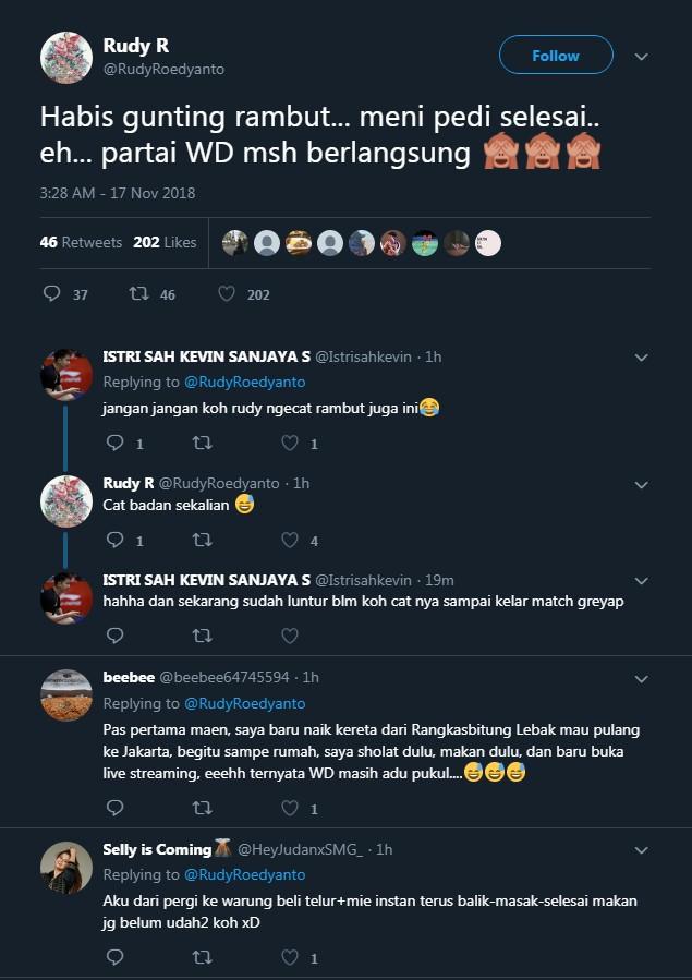 Cara netizen nikmati rally panjang Greysia/Apriyani Copyright: Twitter