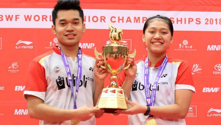 Leo Rolly Carnando/Indah Cahya Sari Jamil sukses raih emas BWF World Junior Championships 2018. - INDOSPORT
