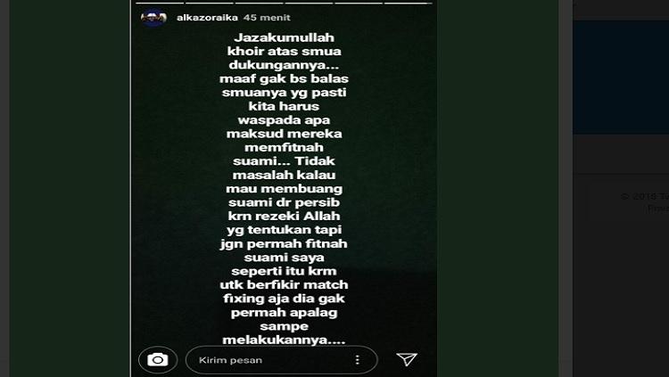 Istri Supardi Nasir membantah tuduhan yang ditujukan kepada suaminya Copyright: Instagram/@alkazoraika