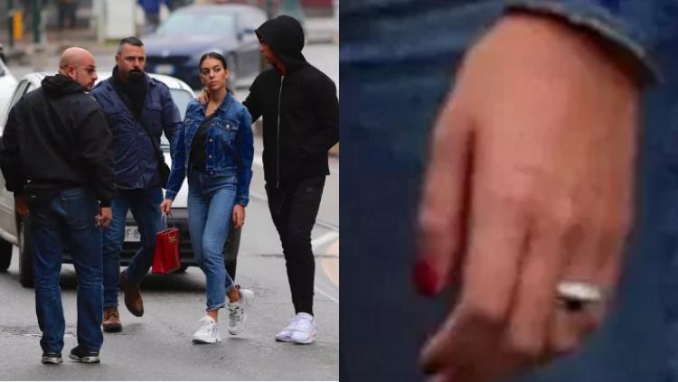 Keluar Gereja, Ronaldo tampak Menggandeng Tunangannya, Georgina Rodriguez Copyright: IMP/FMH
