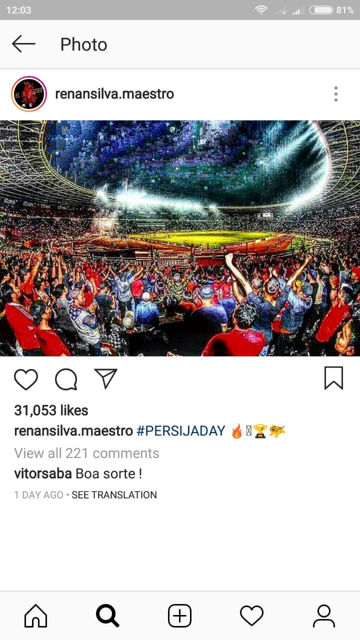 Vitor Saba doakan kemenangan Persija Copyright: Instagram