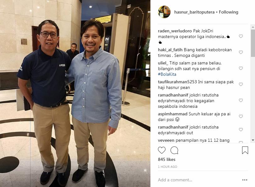 Joko Driyono bersama Hasnuryadi Sulaiman. Copyright: Instagram/Hasnuryadi