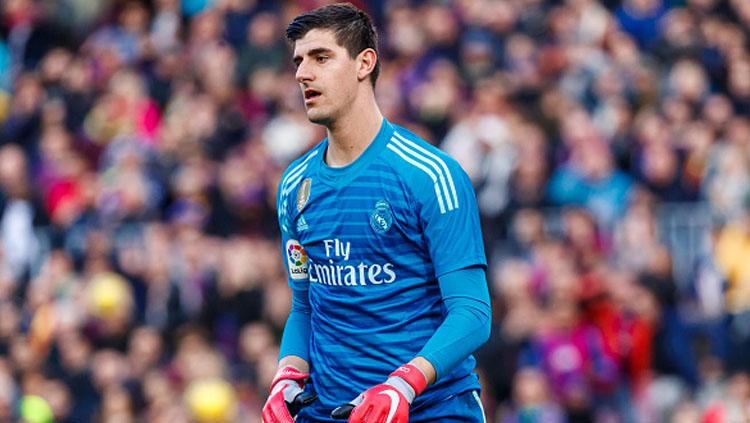 Thibaut Courtois saat beraksi bersama Real Madrid.