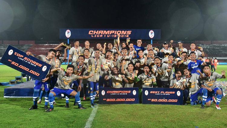 Persib Bandung U-19 meraih gelar juara Liga 1 U-19 2018, Senin (26/11/18).