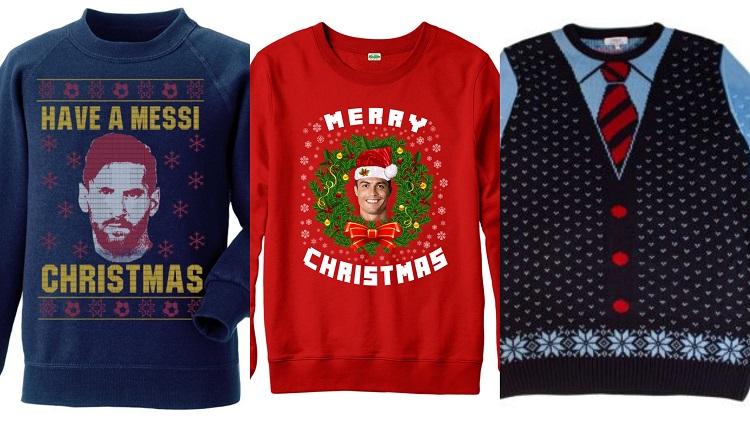 Baju hangat bergambar Lionel Messi, Cristiano Ronaldo, dan Gareth Southgate Copyright: Sport Bible