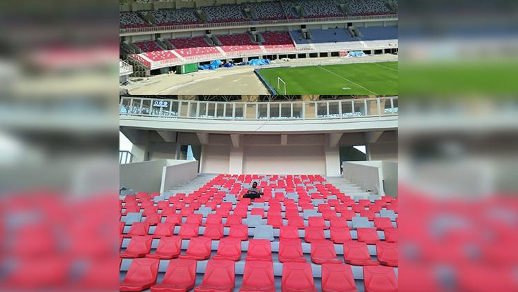 Kursi Single Seat yang telah terpasang di area tribun Stadion Papua Bangkit Copyright: Istimewa