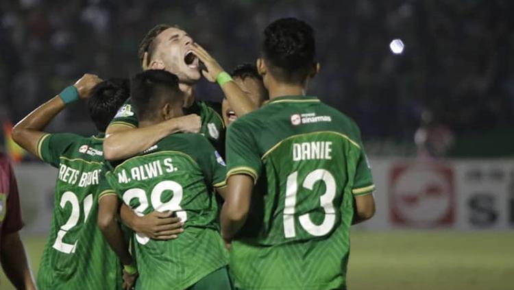 Aksi selebrasi pemain PSMS Medan