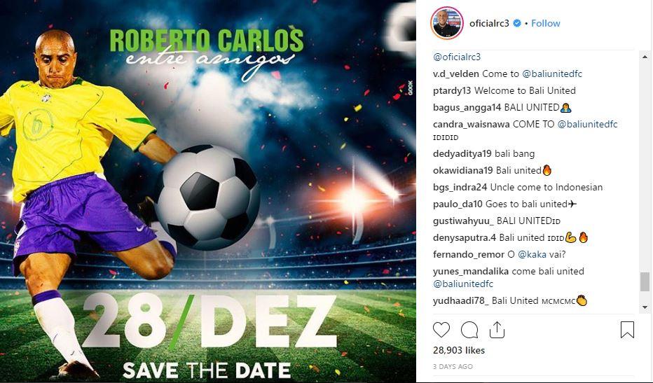 Roberto Carlos Disambut Para Penggemar Bali United Copyright: Instagram/@oficialrc3