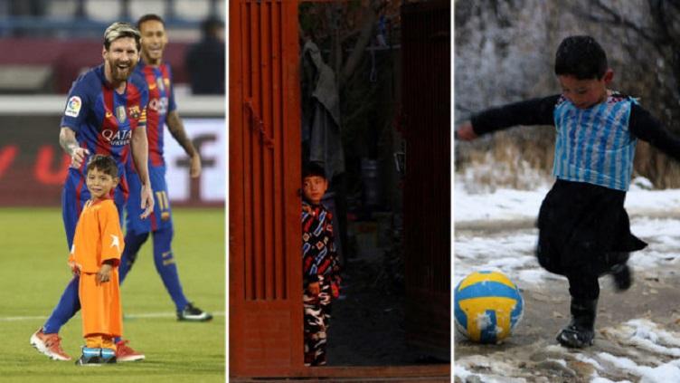 Lionel Messi ketika bertemu fans cilik Afganistan, Murtaza di Qatar pada 2016